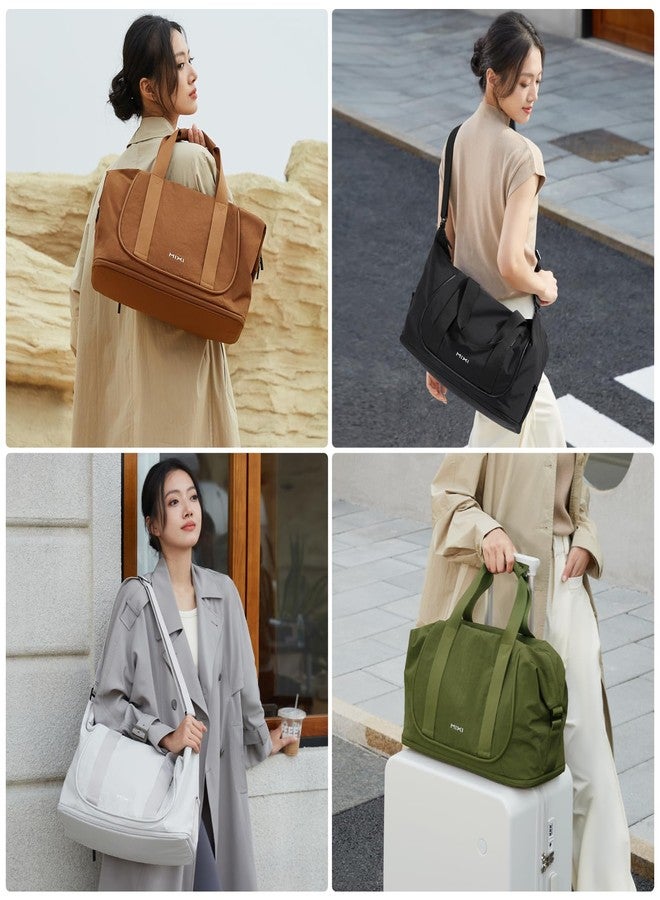 mixi Travel Tote Bag for Women Large Expandable Travel Bag Waterproof Lightweight Carry On Personal Item Weekender Shoulder Handbag, Brown - Image 2